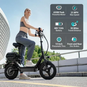 Folding electric scooter with trunk,